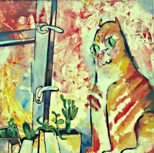 Кот и суккуленты